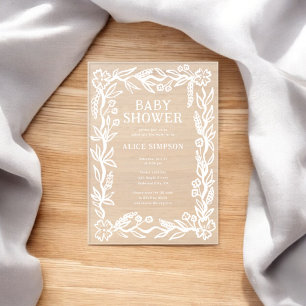Handgezeichnete botanische Babyparty-Einladung Acryleinladungen