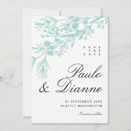 Handgezeichnete botanische Blätter Save the Date Einladung