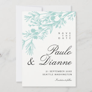 Handgezeichnete botanische Blätter Save the Date Einladung
