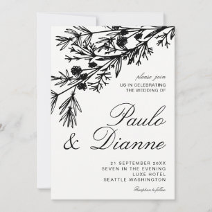 Handgezeichnete botanische Blätter zum Hochzeitsem Einladung