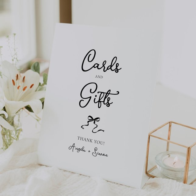 Handgezeichnete Bow Cards und Geschenke Sockelschild (bow cards and gifts wedding sign, hand drawn bow, modern vintage inspired, hand written gifts table)