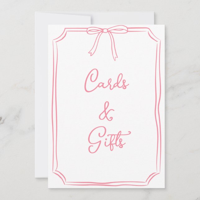 Handgezeichnete Bow Coquette Rosa Karten und Gesch (Vorderseite)