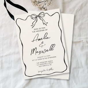 Handgezeichnete Bow Coquette Trendy Romantic Weddi Einladung