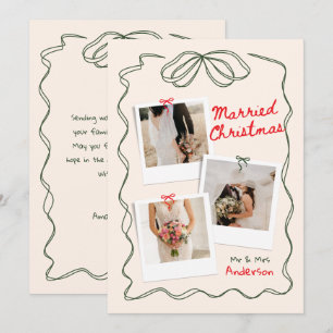 Handgezeichnete Bow Frame Verheiratete Weihnachtsz Feiertagskarte