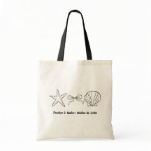 Handgezeichnete Bow & Seashell Wedding Welcome Bag
