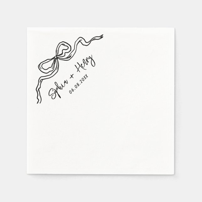 Handgezeichnete Bow Simple Cocktail Hochzeit Serviette (Vorderseite)