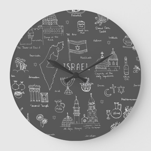 Handgezeichnete Chalkboard Acrylwand Uhr (Vorderseite)