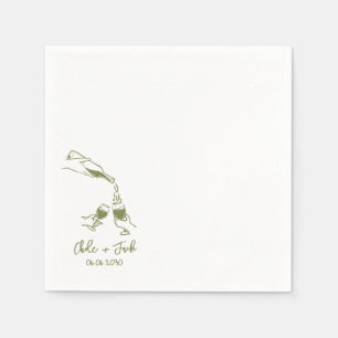 Handgezeichnete Champagner-Turm-Glas-Hochzeitsserv Serviette