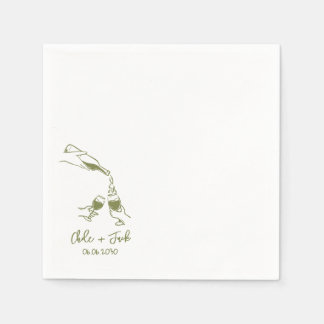 Handgezeichnete Champagner-Turm-Glas-Hochzeitsserv Serviette