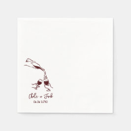 Handgezeichnete Champagner-Turm-Glas Hochzeitsserv Serviette