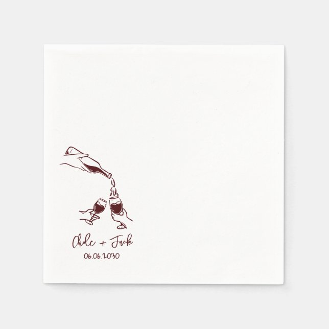 Handgezeichnete Champagner-Turm-Glas Hochzeitsserv Serviette (Vorderseite)