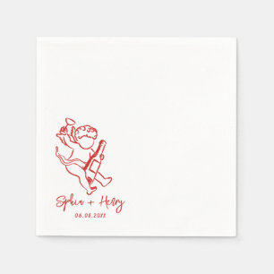 Handgezeichnete Cherub Cupid Icon Hochzeit Serviette