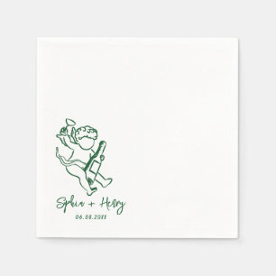 Handgezeichnete Cherub Cupid Icon Hochzeit Serviette