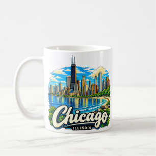 Handgezeichnete Chicago Illinois Reise Kunst Landm Kaffeetasse