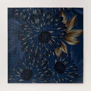 Handgezeichnete Chrysanthemen, elegantes Blumenmus Puzzle