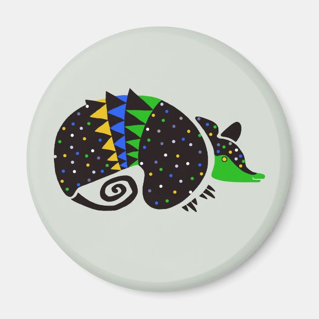 Handgezeichnete coole ARMADILLO - Wildfauna - Bras Magnet (Vorne)