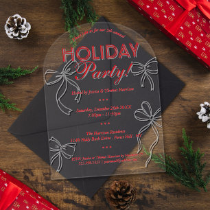 Handgezeichnete Coquette Bows Holiday Weihnachts-P Acryleinladungen