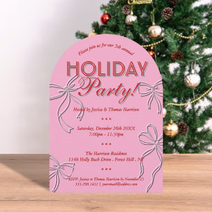 Handgezeichnete Coquette Bows Holiday Weihnachts-P Einladung