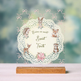 Handgezeichnete Coquette Ribbon Woodland Babydusch Acrylschild