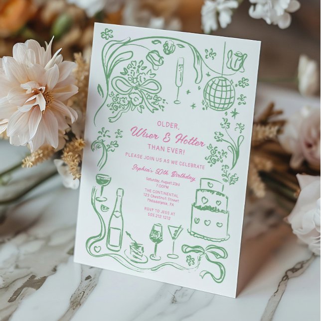Handgezeichnete Coquette Wiser und Hotter Geburtst Einladung (Von Creator hochgeladen)