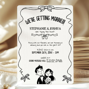 Handgezeichnete Couple Illustration Doodle Wedding Einladung