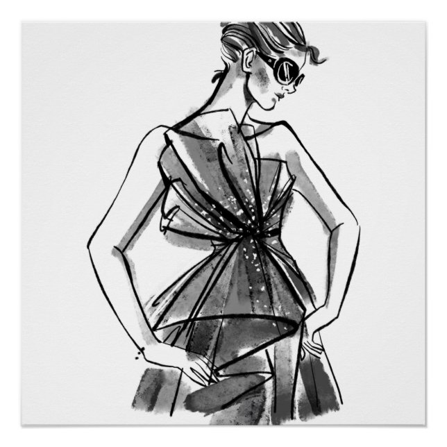Handgezeichnete Couture Fashion Poster (Vorderseite)