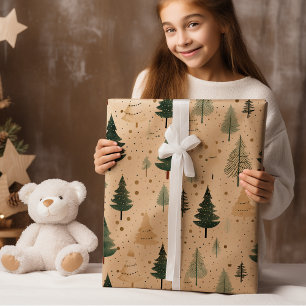Handgezeichnete Creme Kraft Rustikale Kiefer Geschenkpapier