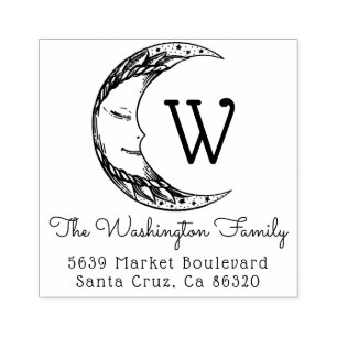 Handgezeichnete Crescent Moon Familienname-Rücksen Gummistempel