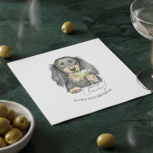 Handgezeichnete Dackel Dirty Martini Doodle Cockta Serviette