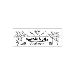 Handgezeichnete Diamant-Monogramm-Farbbandblumen-B Permastempel
