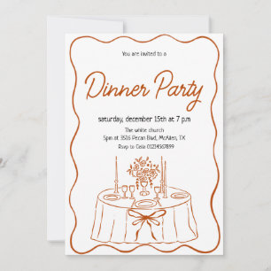Handgezeichnete Dinnerparty-Einladung Einladung