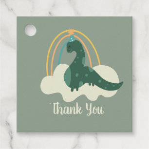Handgezeichnete Dinosaurier-Regenbogen-Geburtstags Geschenkanhänger