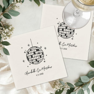 Handgezeichnete Disco Retro Hochzeit Serviette