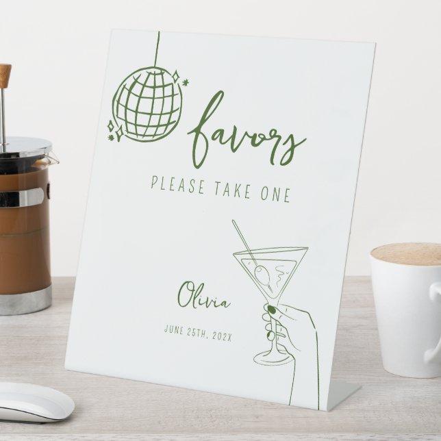 Handgezeichnete Diskokugel Favoriten Zeichen perso Sockelschild (In Situ)