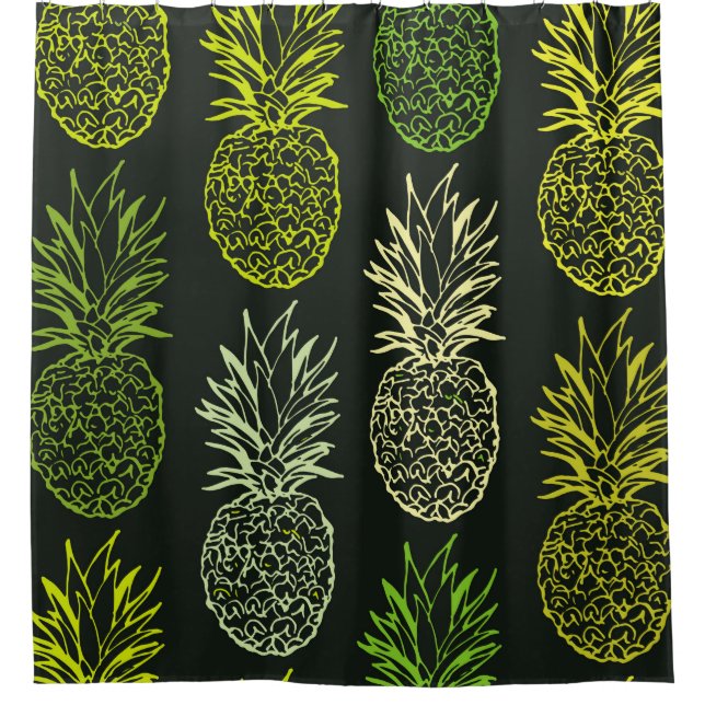 Handgezeichnete Doodle Blumenmuster. Palmblätterga Duschvorhang (Vorderseite)