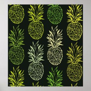 Handgezeichnete Doodle Blumenmuster. Palmblätterga Poster