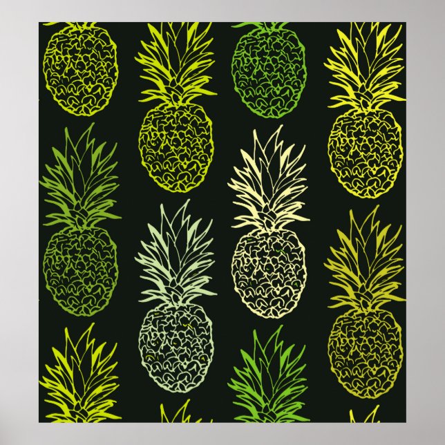 Handgezeichnete Doodle Blumenmuster. Palmblätterga Poster (Vorne)