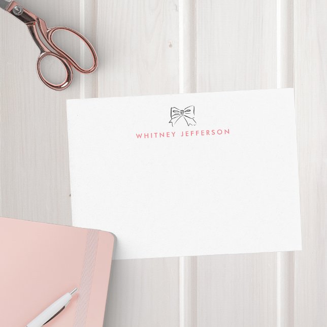 Handgezeichnete Doodle Coquette Bow Pink Personali Mitteilungskarte (Von Creator hochgeladen)
