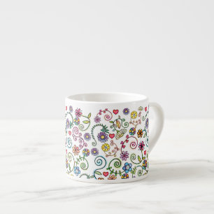 Handgezeichnete Doodle farbenfrohe, nahtlose Muste Espressotasse
