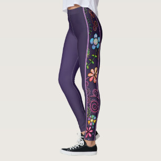 Handgezeichnete Doodle farbenfrohe, nahtlose Muste Leggings