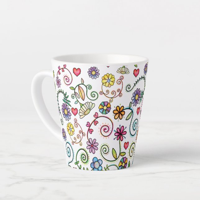 Handgezeichnete Doodle farbenfrohe, nahtlose Muste Milchtasse (Linke Ecke)
