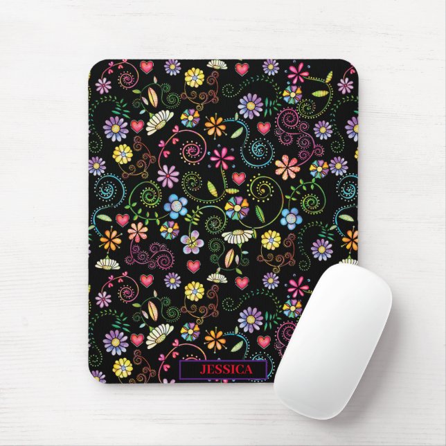 Handgezeichnete Doodle farbenfrohe, nahtlose Muste Mousepad (Mit Mouse)