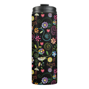 Handgezeichnete Doodle farbenfrohe, nahtlose Muste Thermosbecher