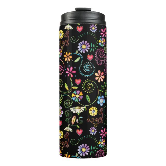 Handgezeichnete Doodle farbenfrohe, nahtlose Muste Thermosbecher (Vorderseite)