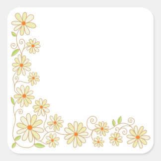 Handgezeichnete Doodle Floral Corner Grenze Quadratischer Aufkleber