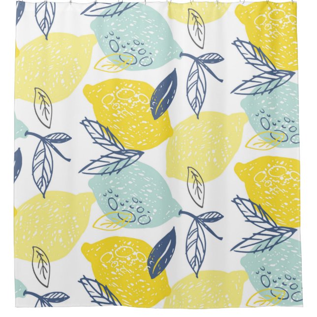 Handgezeichnete Doodle-Limonade-Nahtloses Muster Duschvorhang (Vorderseite)