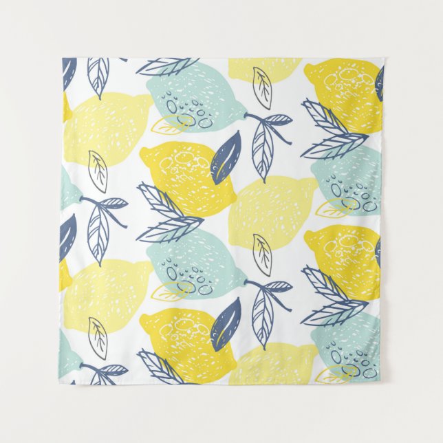 Handgezeichnete Doodle-Limonade-Nahtloses Muster Wandteppich (Vorderseite)