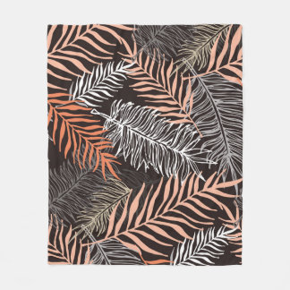 Handgezeichnete Doodle-Palm-Blätter Fleecedecke