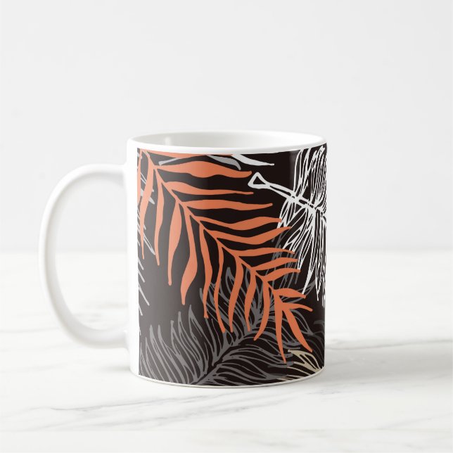 Handgezeichnete Doodle-Palm-Blätter Kaffeetasse (Links)