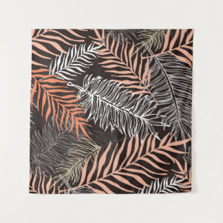 Handgezeichnete Doodle-Palm-Blätter Wandteppich